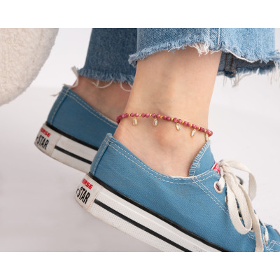 April Birthstone Quartz Anklet - Dainty Blue Beaded Baguette Design, Yellow Ankle Bracelet,