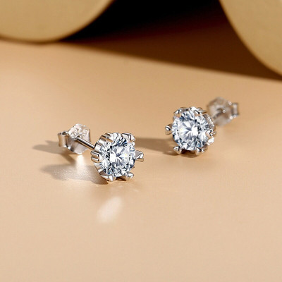 Sterling Silver Tiny CZ Zirconia Stud Earrings, Minimalist Everyday Small Studs,