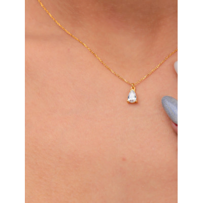 Emerald Cut CZ Diamond Drop Pendant Necklace for Women - Dainty Choker Solitaire Necklace Gift