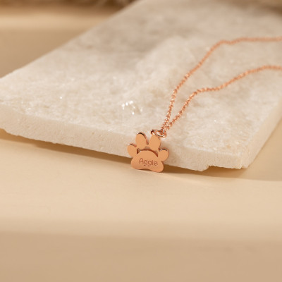 Custom Pet Paw Charm Necklace - Personalized Pet Memorial Jewelry Gift for Pet Lovers Birthday