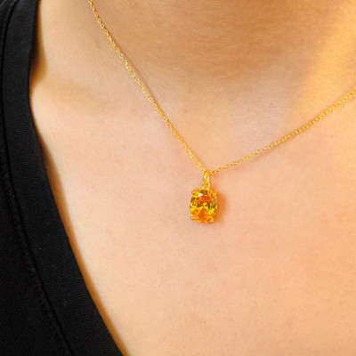 Dainty Ruby Citrine Gemstone Wedding Necklace - July or November Birthstone Pendant Gift