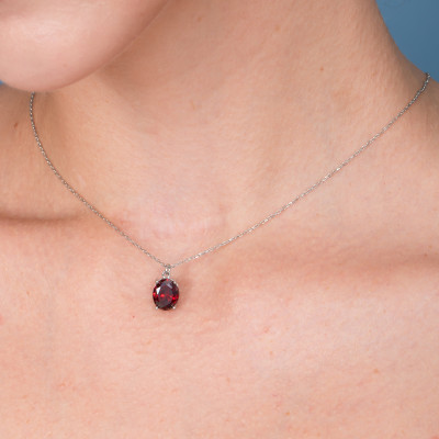 Dainty Ruby Citrine Gemstone Wedding Necklace - July or November Birthstone Pendant Gift