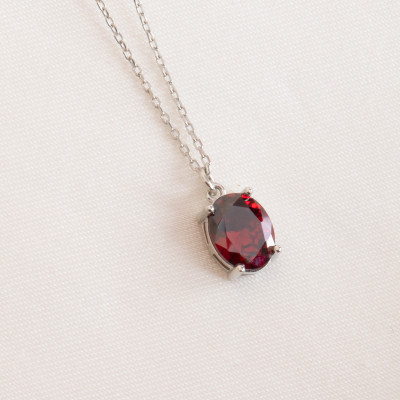 Dainty Ruby Citrine Gemstone Wedding Necklace - July or November Birthstone Pendant Gift