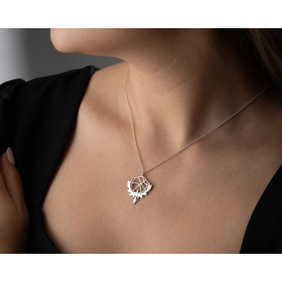 Sterling Silver Phoenix Necklace with Birthstone Pendant - Gold Dragon Design, December Birthstone Jewelry,