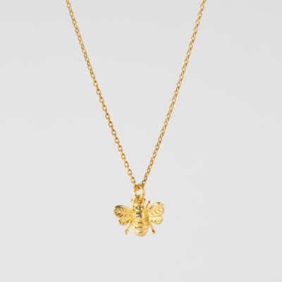 14K Gold Honey Bee Pendant Necklace for Women - Minimalist Gold-Filled or Silver Charm Necklace