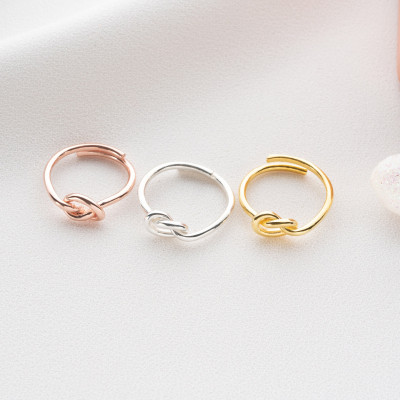 Rose Gold Infinity Knot Promise Ring Sterling Silver Mother Daughter Knot Ring