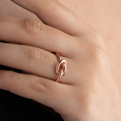 Rose Gold Infinity Knot Promise Ring Sterling Silver Mother Daughter Knot Ring