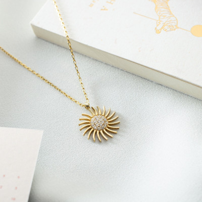 Minimalist Sun Pendant Necklace for Women - Gold & Silver Celestial Charm, Birthday & Christmas Gift,