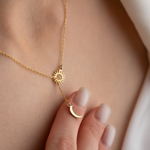 Dainty Gold Sun and Moon Couple Necklace Set - Silver Sun Moon Friendship Pendant Jewelry