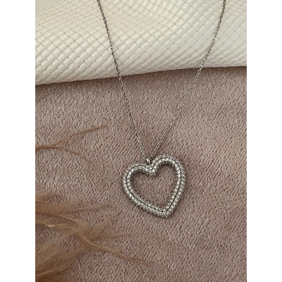 Dainty Diamond Heart Pendant Necklace - Valentine's Day Gift for Bestie - Birthday Gift