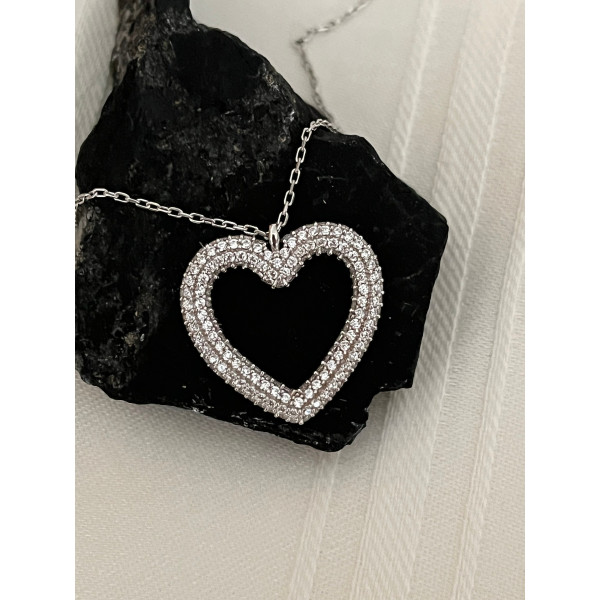 Dainty Diamond Heart Pendant Necklace - Valentine's Day Gift for Bestie - Birthday Gift