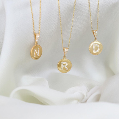 Personalized Initial Necklace, Custom Disc Letter Necklace, Graduation Gift