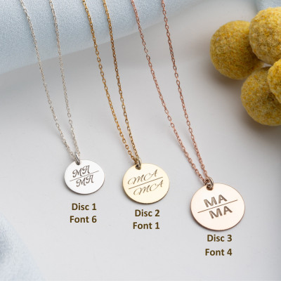 Sterling Silver Engraved Family Necklace for Mom and Grandma - Minimalist Gift for Mama, Nana, Gigi -