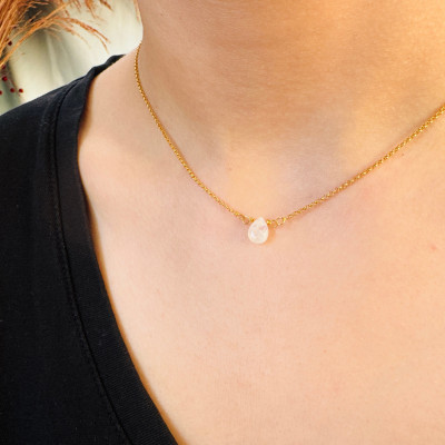 Natural June Birthstone Moonstone Layering Necklace - Birthday Gift