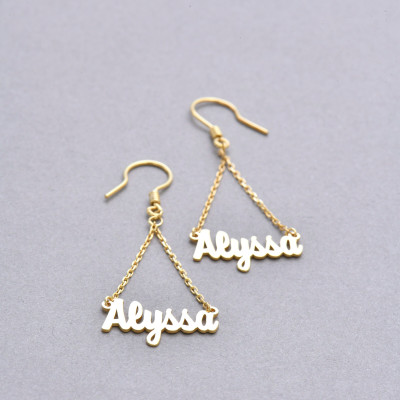 Custom Silver Name Earrings - Personalized Jewelry for Birthday Gift