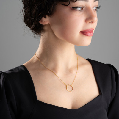 Minimalist 14k Gold Filled Eternity Circle Necklace for Women - Elegant Silver & Gold Christmas Gifts