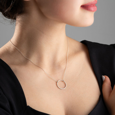 Minimalist 14k Gold Filled Eternity Circle Necklace for Women - Elegant Silver & Gold Christmas Gifts