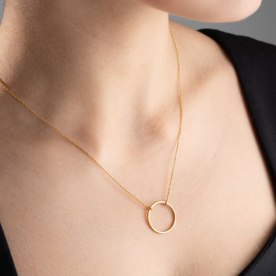 Minimalist 14k Gold Filled Eternity Circle Necklace for Women - Elegant Silver & Gold Christmas Gifts