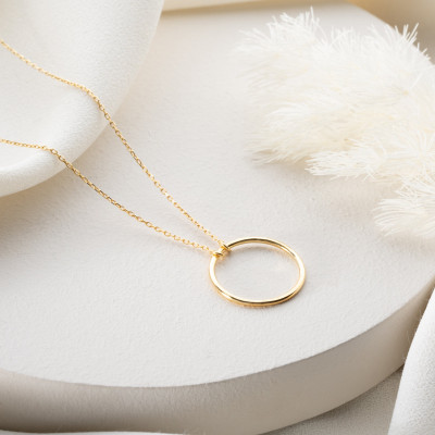 Minimalist 14k Gold Filled Eternity Circle Necklace for Women - Elegant Silver & Gold Christmas Gifts