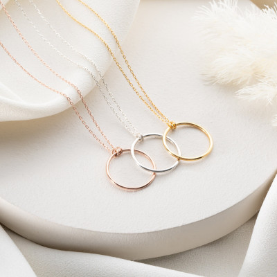 Minimalist 14k Gold Filled Eternity Circle Necklace for Women - Elegant Silver & Gold Christmas Gifts
