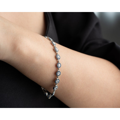 Sterling Silver Evil Eye Quartz Bracelet for Women - Mother's Day Gift for Mom & Grandma -