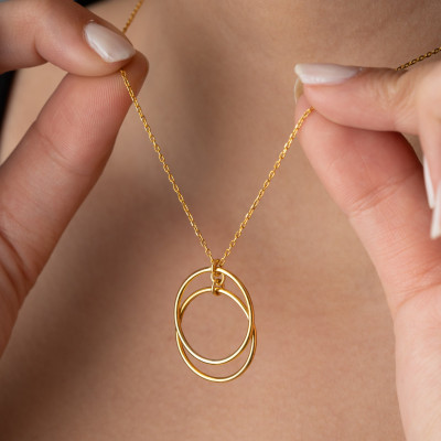 Minimalist 14k Gold Filled Double Circle Infinity Necklace - Elegant Dainty Silver Eternity Pendant