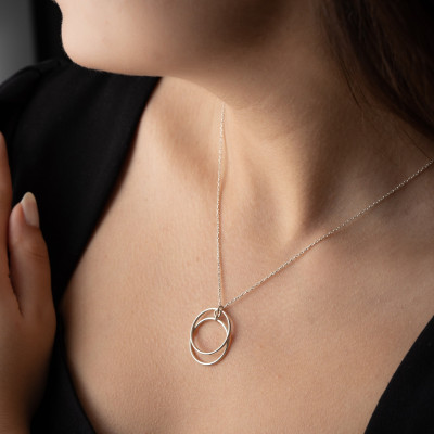 Minimalist 14k Gold Filled Double Circle Infinity Necklace - Elegant Dainty Silver Eternity Pendant