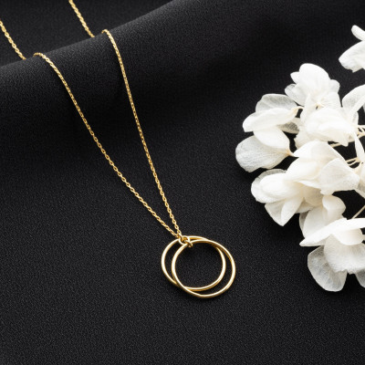 Minimalist 14k Gold Filled Double Circle Infinity Necklace - Elegant Dainty Silver Eternity Pendant