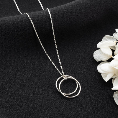 Minimalist 14k Gold Filled Double Circle Infinity Necklace - Elegant Dainty Silver Eternity Pendant