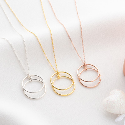 Minimalist 14k Gold Filled Double Circle Infinity Necklace - Elegant Dainty Silver Eternity Pendant