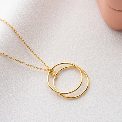 Minimalist 14k Gold Filled Double Circle Infinity Necklace - Elegant Dainty Silver Eternity Pendant