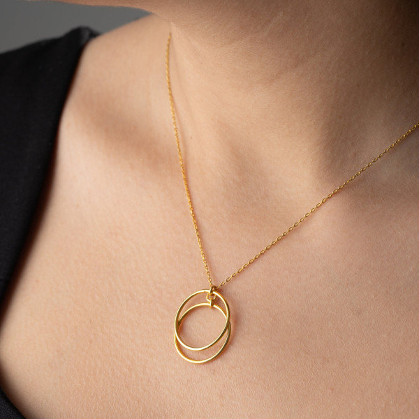 Minimalist 14k Gold Filled Double Circle Infinity Necklace - Elegant Dainty Silver Eternity Pendant