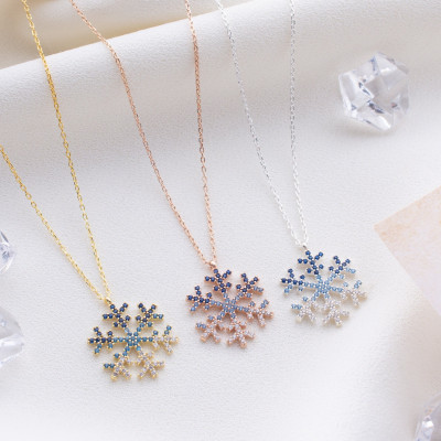 Minimalist Gold and Silver Snowflake Pendant Necklace - Colorful Talisman Jewelry Christmas Gifts for Women