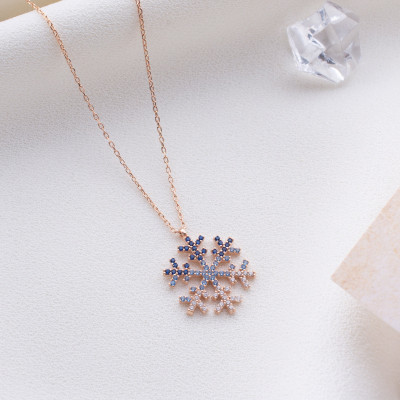 Minimalist Gold and Silver Snowflake Pendant Necklace Christmas Gift for Women