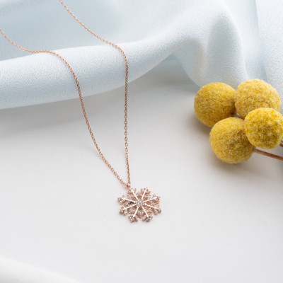 Minimalist Gold & Silver Snowflake Pendant Necklace - Christmas Gift for Women, Bridesmaid Jewelry