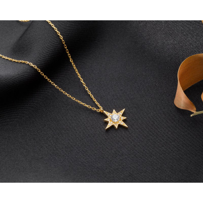 Gold Filled Minimalist North Star Pendant Necklace - Silver Celestial Jewelry - Dainty Star Charm