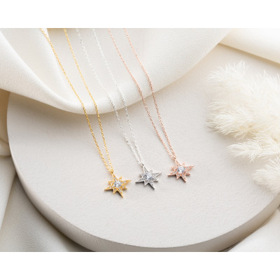 Gold Filled Minimalist North Star Pendant Necklace - Silver Celestial Jewelry - Dainty Star Charm