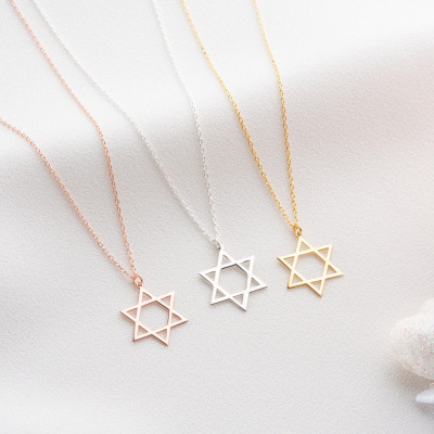 Minimalist Gold Filled Dainty Star Necklace, Silver Suleiman Star Talisman Pendant