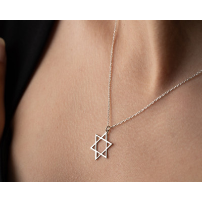 Minimalist Gold Filled Dainty Star Necklace, Silver Suleiman Star Talisman Pendant