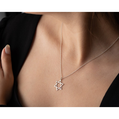 Minimalist Gold Filled Dainty Star Necklace, Silver Suleiman Star Talisman Pendant