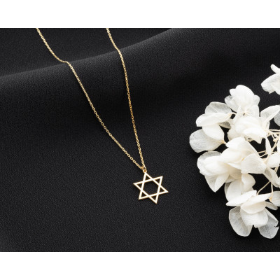 Minimalist Gold Filled Dainty Star Necklace, Silver Suleiman Star Talisman Pendant