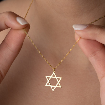 Minimalist Gold Filled Dainty Star Necklace, Silver Suleiman Star Talisman Pendant