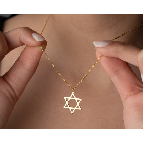 Minimalist Gold Filled Dainty Star Necklace, Silver Suleiman Star Talisman Pendant