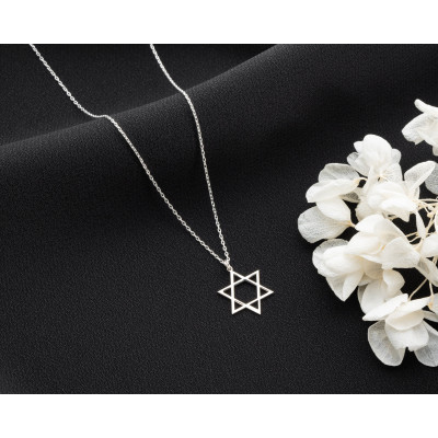 Minimalist Gold Filled Dainty Star Necklace, Silver Suleiman Star Talisman Pendant