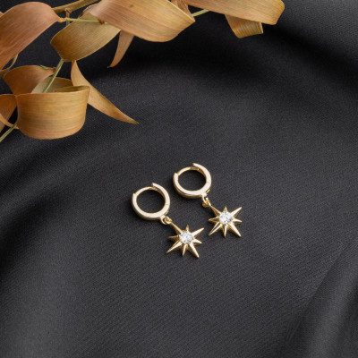 Celestial Starburst Gold & Silver Huggie Hoop Earrings for Women - Unique Gift for Her & Mom