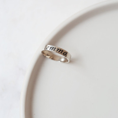 Custom Engraved Name Ring, Personalized Wedding Band, Gift for Mother, Dated Jewelry Ring