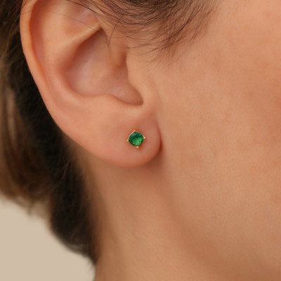 Emerald and Diamond Choker and Earrings Set - Minimalist May Birthstone Jewelry