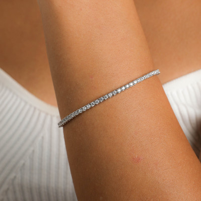 Round Cut Created Diamond Tennis Bracelet, 925 Sterling Silver, Luxury Gold Plated and Rose Gold Plated Bracelet