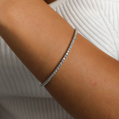 Round Cut Created Diamond Tennis Bracelet, 925 Sterling Silver, Luxury Gold Plated and Rose Gold Plated Bracelet