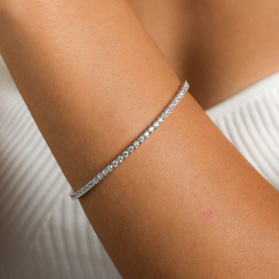 Round Cut Created Diamond Tennis Bracelet, 925 Sterling Silver, Luxury Gold Plated and Rose Gold Plated Bracelet